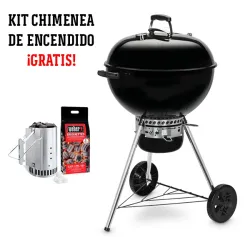 Original Kettle® E-5730 Barbacoa de carbón Ø 57 cm + ¡KIT DE CHIMENEA DE REGALO!